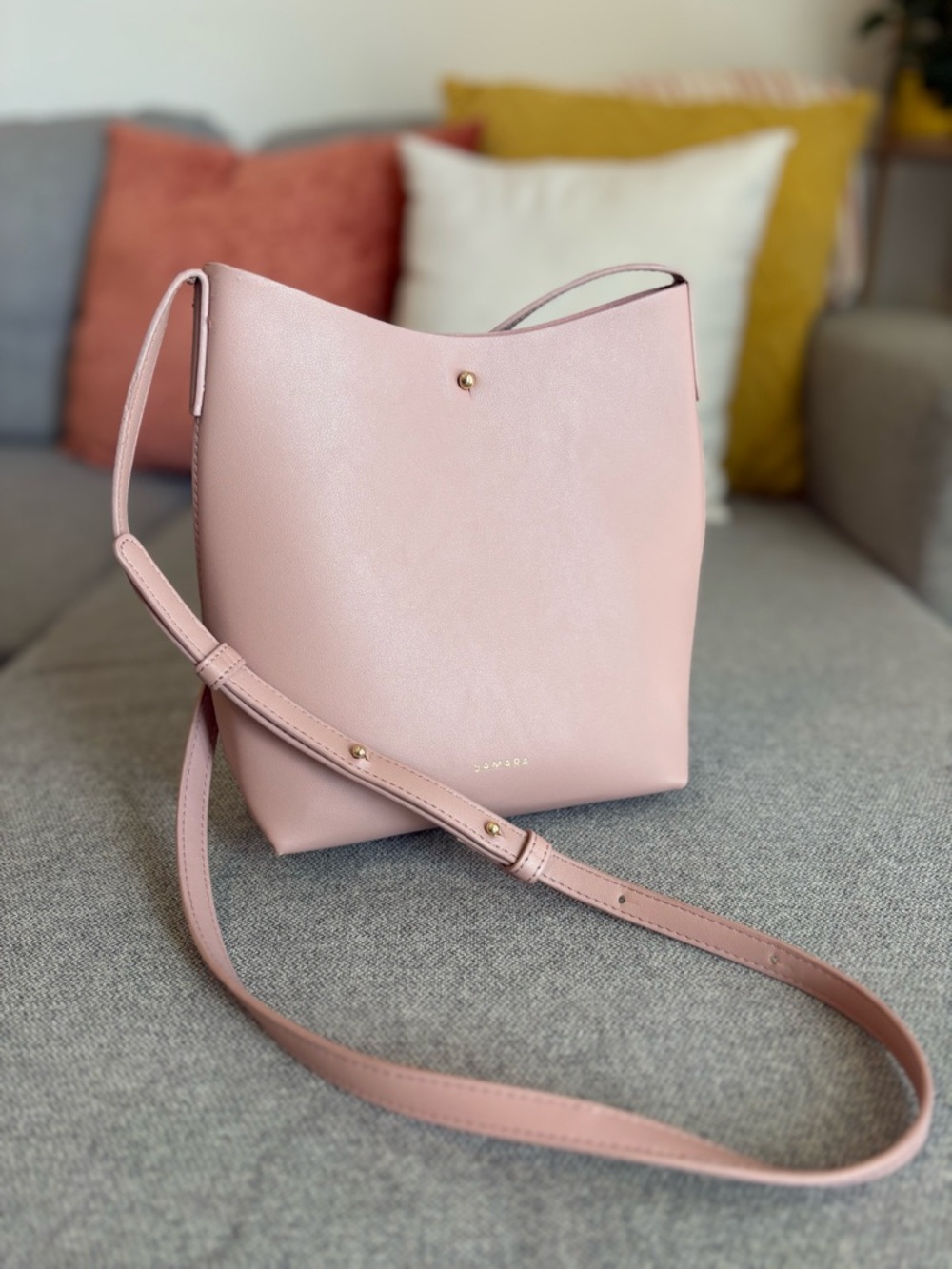 Samara Anthropologie Medium Leather Shoulder Bag Peony Pink Coquette Soft Girl
